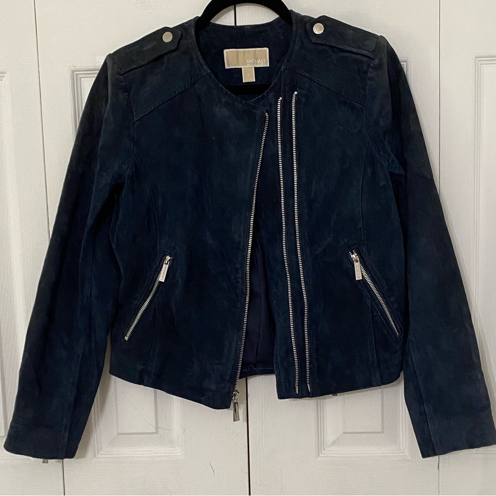 MICHAEL KORS leather Suede Moto Jacket M - Picture 2 of 15
